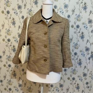 Women's Tan Tweed Cape Jacket